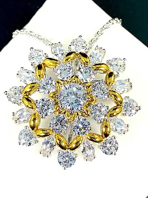 $119.95 • Buy Nib Audrey Hepburn Chain Necklace Gold Crystal Rhinestone Floral Brooch Pendant 