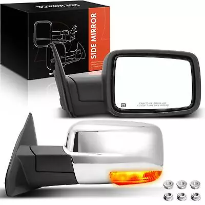 2Pcs Chrome Power Heated Towing Mirror W/ Power Folding For Dodge Ram 1500 2500 • $225.99