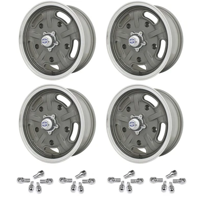 $969.95 • Buy Set Of 4 15  X 5-1/2  Vw Bug 5 Lug Gun Metal Grey Empi Corsa Wheels & Lug Bolts