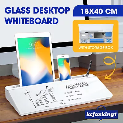 Magnetic Whiteboard Glass Desktop White Board Dry Wipe Office Home School Notice • $35.49