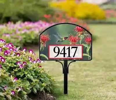 Yard Design Address Marker House Number Magnetic Sign HUMMINGBIRD FLUTTER 💗tw • $17