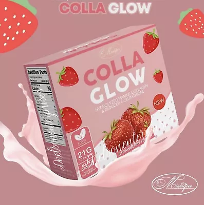 Colla Glow 50000mg Hydrolyzed Marine Collagen Strawberry Mix- 10 Sachets • $19.95