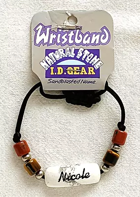 ID Wristband / Bracelet - Natural Stone - Sandblasted Name - Nicole - Brand New • £2.99