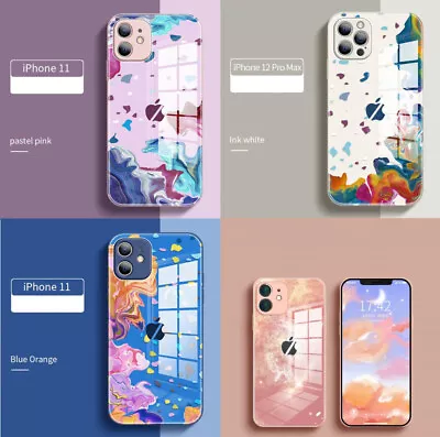$16.55 • Buy Fr IPhone 13 12 11 Pro Max XR 8 7 Case Hybrid Luxury Marble Tempered Glass Cover