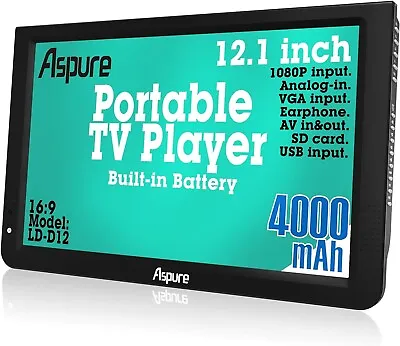 Aspure 12 Inch HD Portable Digital DVB-T2 TFT TV Screen Freeview LED TV 4000mah • £109.99