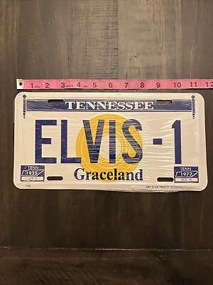 Vintage 1987  Elvis-1 Graceland W Record Metal License Plate SOUVENIR Sealed • $10