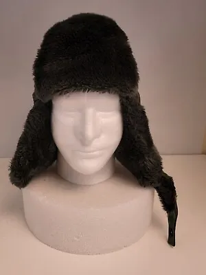 Vtg Helmet Winter Flyers Trapper Hat Military Surplus B9B Green Faux Sherpa Sz M • $16