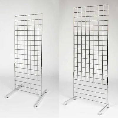 Chrome Heavy Duty Gridwall Mesh Grid Wall Panel On Legs Retail Shop Display • £21.75