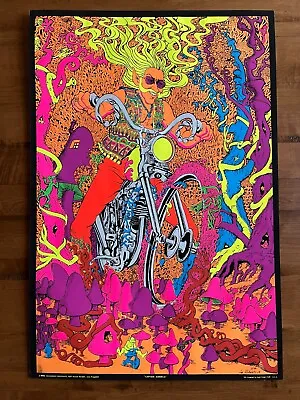 1970 VINTAGE BIKER BLACK LIGHT POSTER CAPTAIN AMERICA JOE ROBERTS JR. Beautiful • $154.95