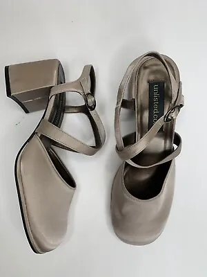 £54.22 • Buy Deadstock Vintage Y2K Unlisted Womens Mary Jane Satin Taupe Shoes Block Heel 8