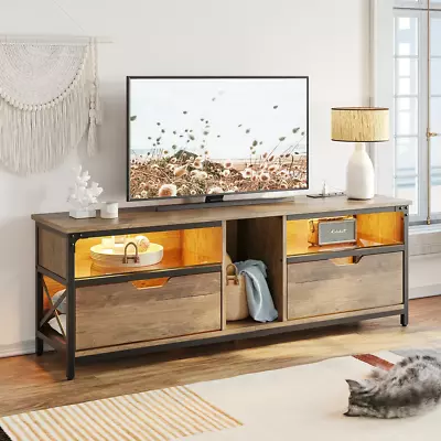 Modern Farmhouse TV Stand For Tvs Up To 70  With Charging Station & LED Lights  • $201.08