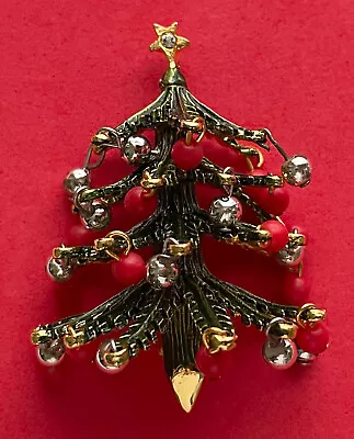 Vintage Hattie Carnegie Christmas Tree Pin Brooch Book Piece Ball Dangles Mcm #2 • $235