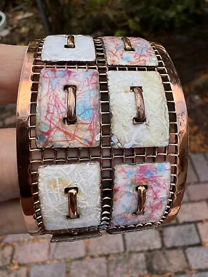 Stunning Vintage Matisse Renoir Mcm 1950's Enamel - Copper Patchwork Bracelet • $249.99