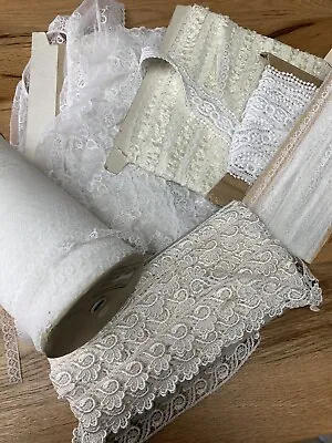 Bundle White & Cream Lace Trim Haberdashery Sewing Craft Embellishments Finishes • £24.99
