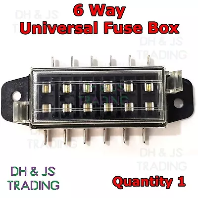 £10.99 • Buy Blade Fuse Box 6 Way With Lid Cover Side Entry For Standard Blade Fuses Holder