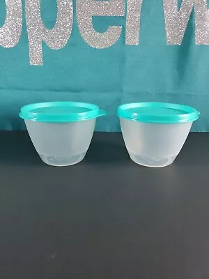 Tupperware Refrigerator Bowl 14oz Set Of 2 With Teal Seal New Bowls New Sale !!! • $13.99