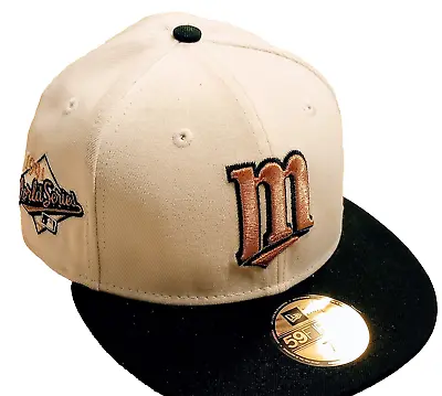 Fitted Hat Minnesota Twins New Era Sz 7 1/8 White/Gold 1991 WS Patch Preowned • $40