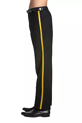 CONCITOR Men's TUXEDO Pants Flat Front W/ GOLD Satin Band Stripe Black Color 40 • $39.95