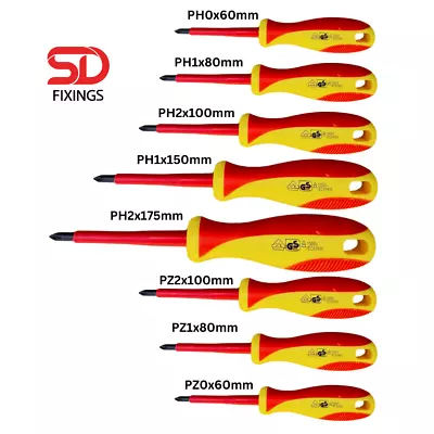 VDE Magnetic Tip Screwdrivers Philips / Pozi Head High Performace Screwdriver • £22.99