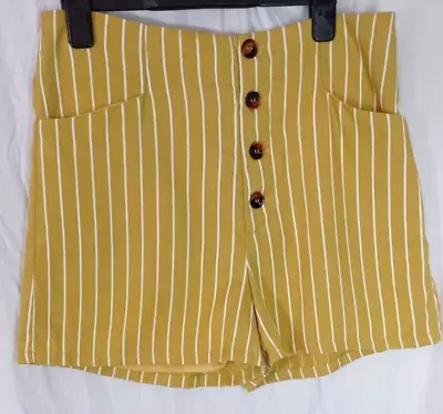 NASTY GAL SHORTS - Size M 10 - BNWT - Gold Mustard - Tailored  High Waist Rise • £6.99