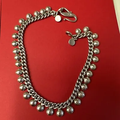 Vintage BA Suarti Bali Sterling Silver Ball Bead Curb Chain Hook Ankle Bracelet • $120
