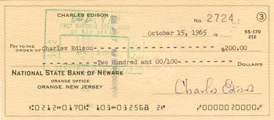 Charles Edison Signed Check - Autographed Stocks & Bonds • $100