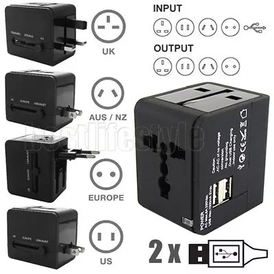 $17.90 • Buy Universal Travel Adapter USB Charger UK US EU AU Plug Converter Adaptor AC Power