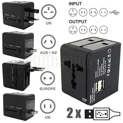 $16.90 • Buy Universal Travel Adapter USB Charger UK US EU AU Plug Converter Adaptor AC Power