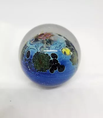 Vintage Rare Signed Josh Simpson Art Glass Studio Planet Earth Marble 1.5   • $138