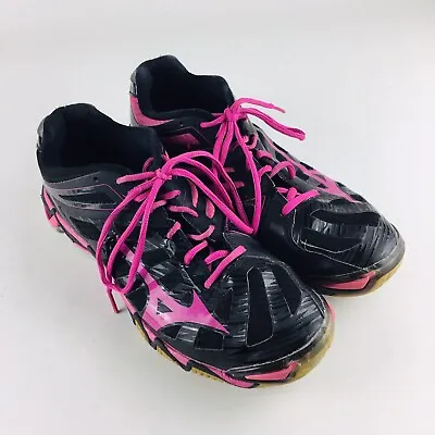 Mizuno Size W10 Wave Lightning RX3 Womens Volleyball Shoes Black Pink • $12.99