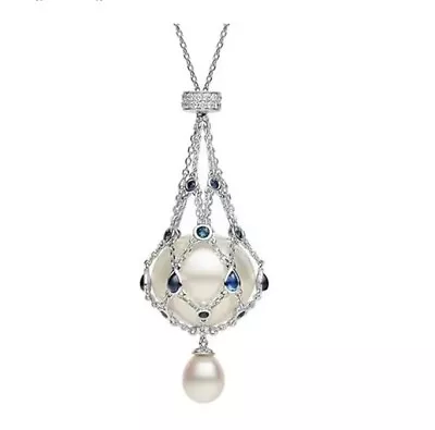 Pearl & Gemstone Lavalier PendantHandmade Natural Pearl Cage Necklace For Women • $20.56