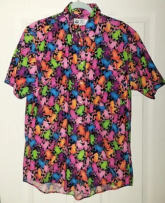 Vtg. Island Casuals Psychedelic Frog Men's Shirt Medium Hippie Neon Button Down • $39.99