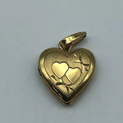 Vintage Gold Filled Etched Heart Locket Pendant  • $14.24