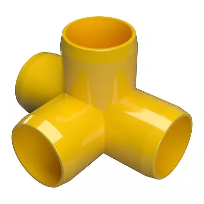 1  4-Way PVC Tee Fitting Yellow (4-PK) FORMUFIT Furniture Grade Made In USA • $19.99