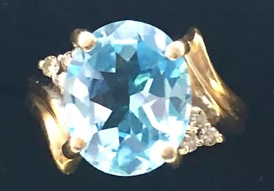 £344.29 • Buy ESTATE 14K Yellow Gold 6CT LONDON BLUE TOPAZ .18CTW Diamond Size 6.25 Ring 5g
