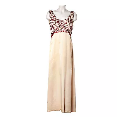 True Vintage Malcolm Starr Beaded Evening Gown 60's Sleeveless A-Line 8 • $495