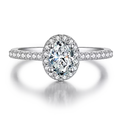 Real 1Ct Oval Cut VVS1 Moissanite Engagement Ring For Women 925 Sterling Silver • $46.99