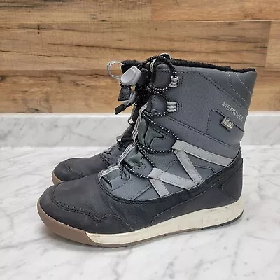 Youth Boy Size 5 M Merrell Snow Crush Waterproof Winter Snow Boots - Black/Gray • $17