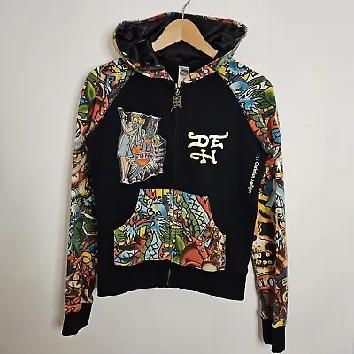 Vintage Ed Hardy Hoodie Small Christian Audigier Full Zip All Over Print Y2K • £94.97