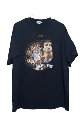 Vintage Reebok Manu Ginobili T-Shirt Men Large Black San Antonio Spurs NBA • $65