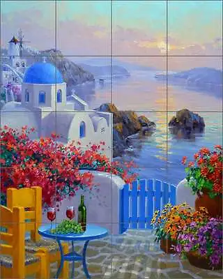 Ceramic Tile Mural Backsplash Senkarik Mediterranean Seascape Art MSA165 • $195