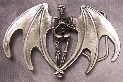 Pewter Belt Buckle Novelty Winged Skeleton  NEW • $19.99