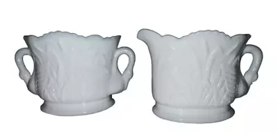 Westmoreland Milk Glass Oval Creamer And Sugar Bowl Swan Design • $20.99