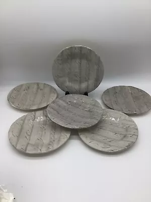 Set Of 6 Vietri Cable Knit Design Heather Gray Salad / Dessert Plates 9” • $105