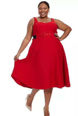 City Chic Sz XXL Red Tea Length Dress • $20.95