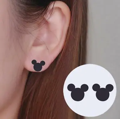 Titanium S. Steel Unisex Black Punk Disney Mickey Mouse Stud Earrings • $9.99