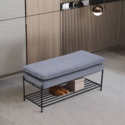 Soft Padded Seat Shoe Changing Stool Shoe Bench Foowear Shelf Entrance Linen • £82.95