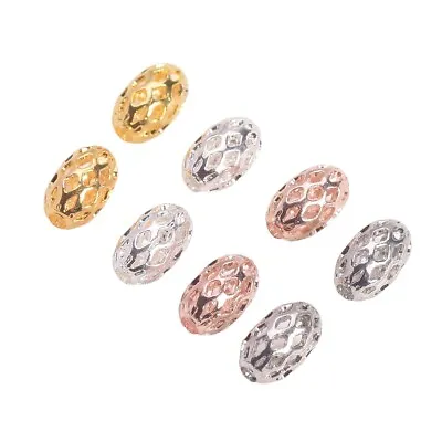 20pcs 8x5mm Hollow Mesh Oval Shape Gold/Silver Color Brass Metal Loose Beads • $2.45