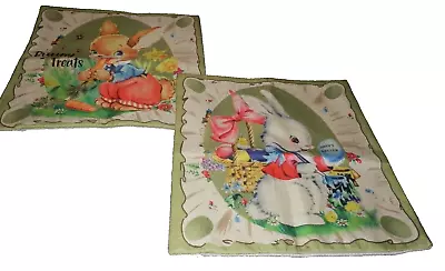 2 NEW Vintage EASTER  BUNNY PILLOW COVERS 17  Sq  Zipper Carrots Basket • $19.99