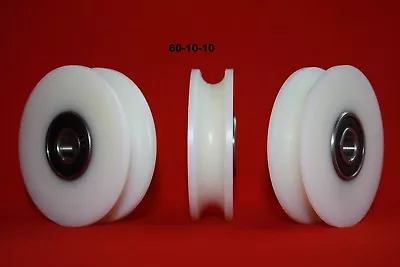 £11 • Buy 60mm Nylon Pulley Wheel With Ball Bearings Various Groove Size Precisely Turned.